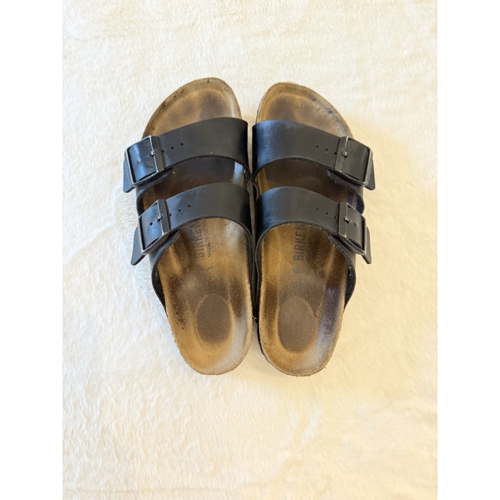 Birkenstock Arizona Black Leather Slide Sandals Womens Size 38 US 7